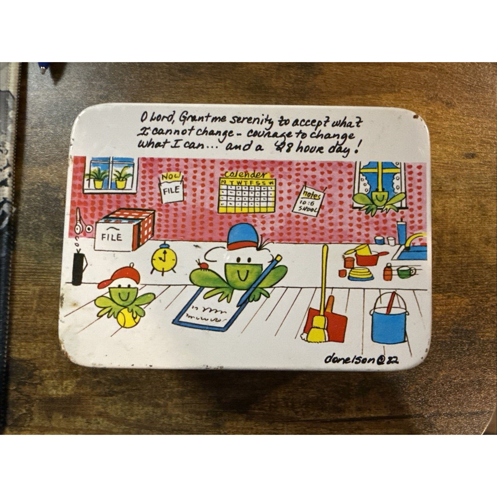 Enesco Tin by Donelson 1982 Small- “Grant Me Serenity…”, Collectible Tin box